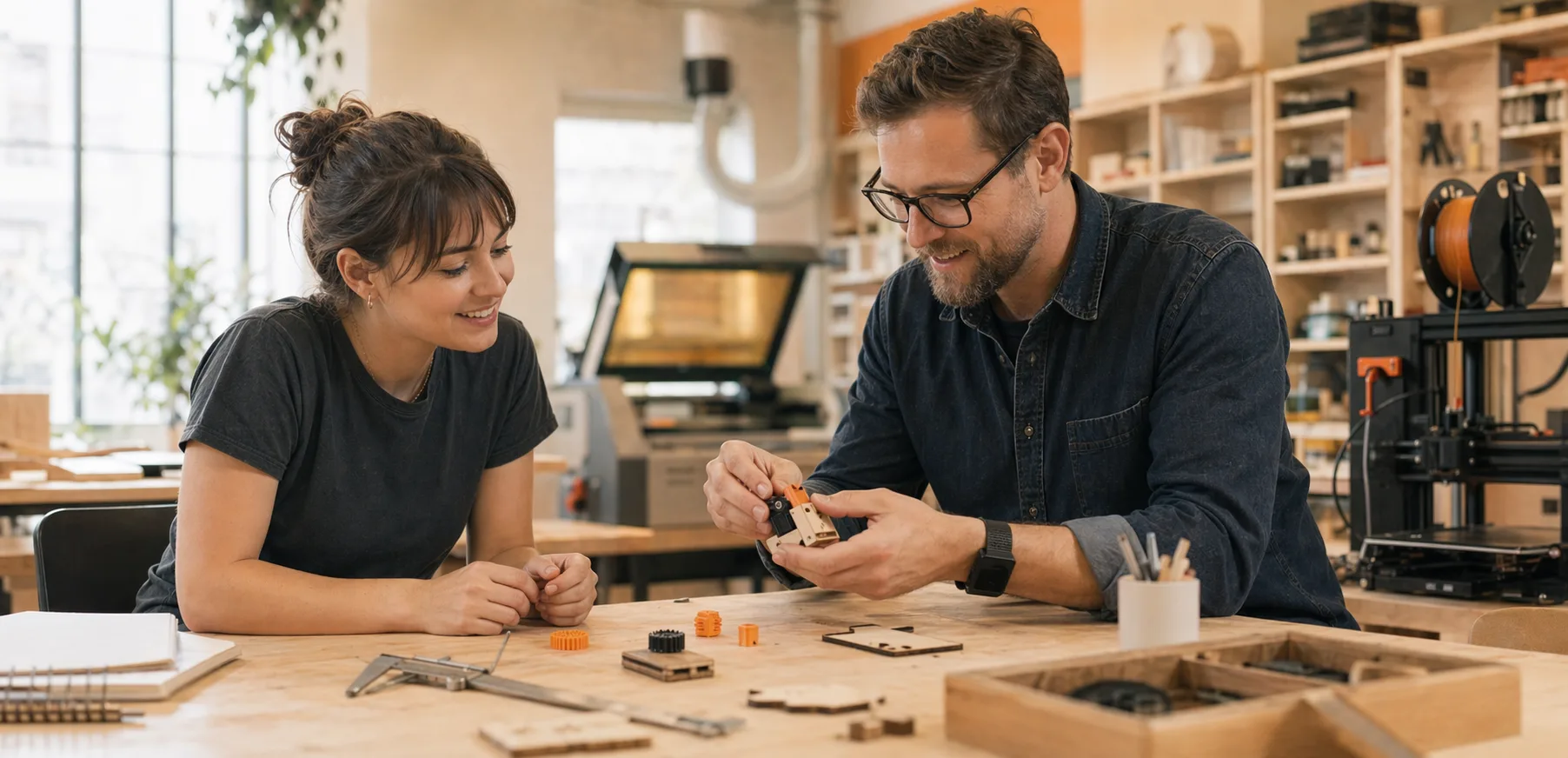 Photo d'une première séance d'accompagnement au Fablab autour d'un prototype