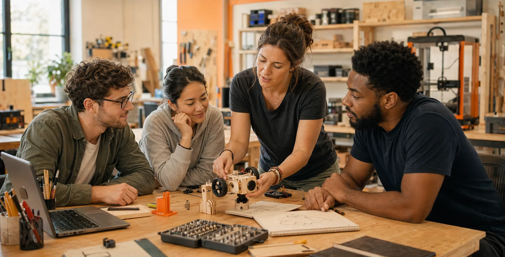 Photo d'un atelier accompagné en petit groupe au Fablab